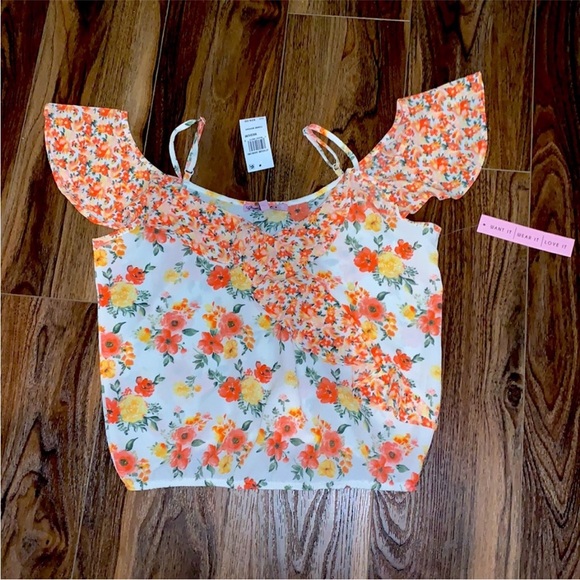 🍂🍁 Fall Free People Inspired Crave Fame Floral Cold-Shoulder Top Sz XL - Picture 2 of 2